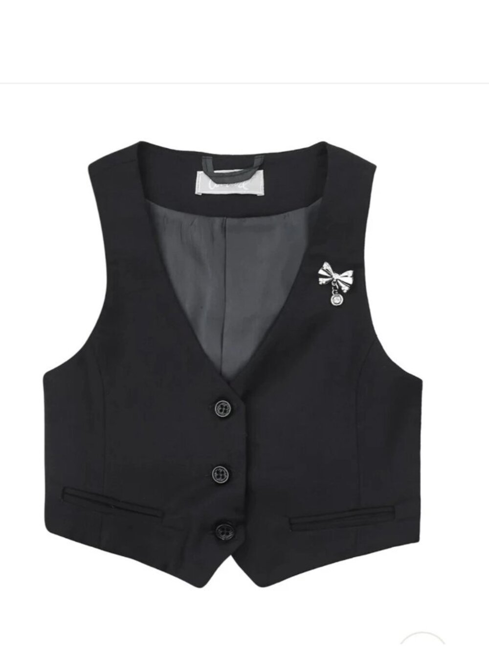 New Classic Black Girls Bow Pin Vest by Kids Couture Size 6